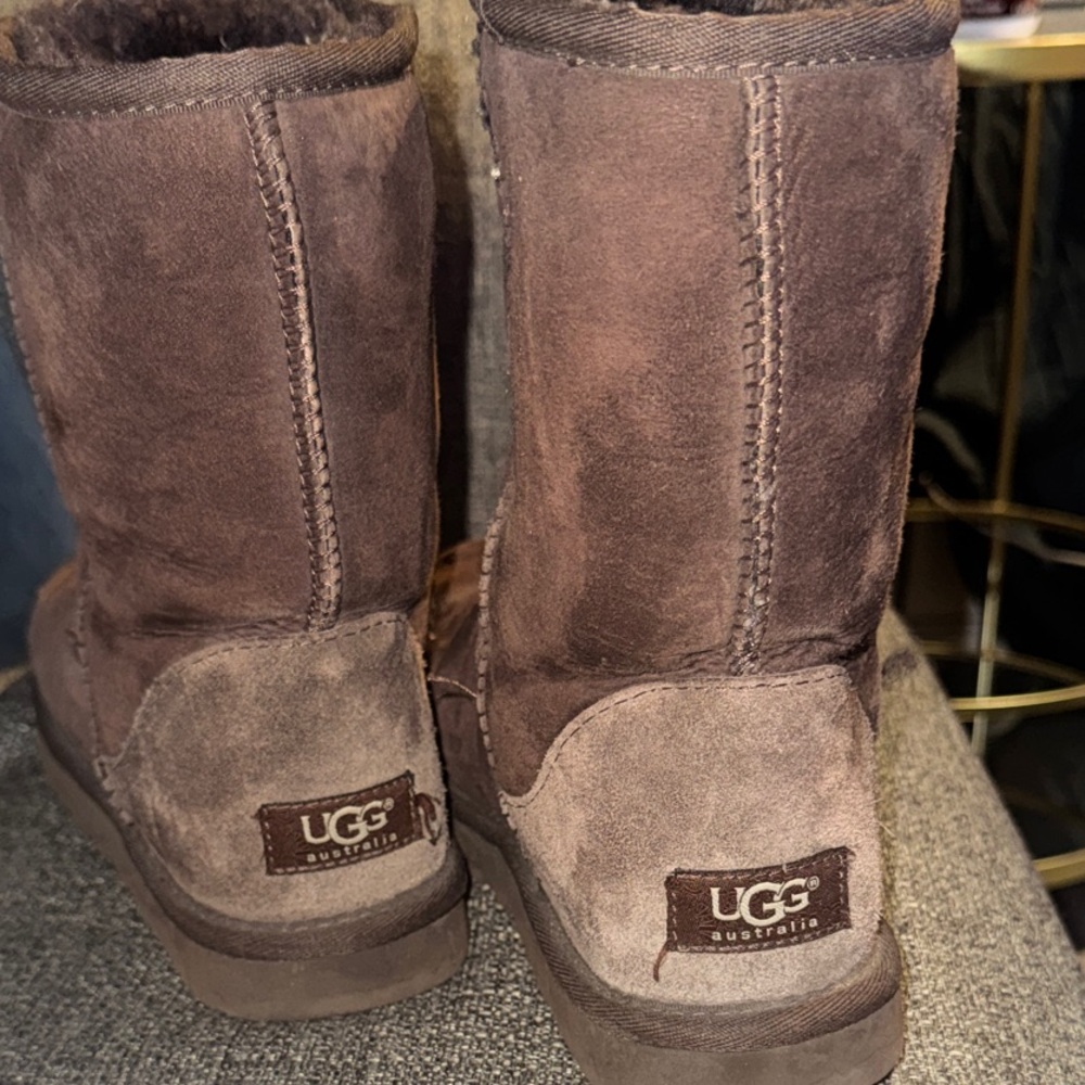 UGGS Classic chocolate Brown Suede Shearling Boots - Picture 4 of 11